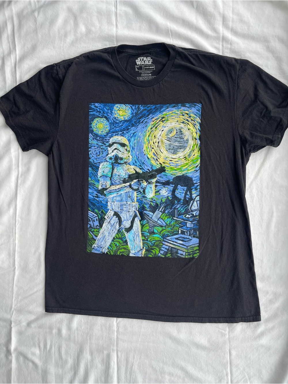 Star Wars Men’s Black Stormtrooper Graphic Tee - Van Gogh Style